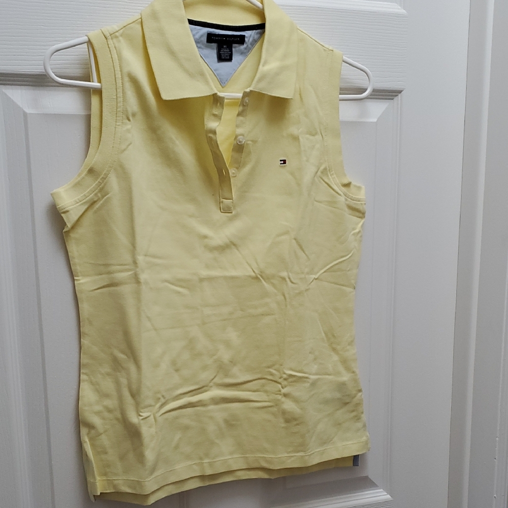 Tommy Hilfiger Women's Light Yellow Sleeveless Polo